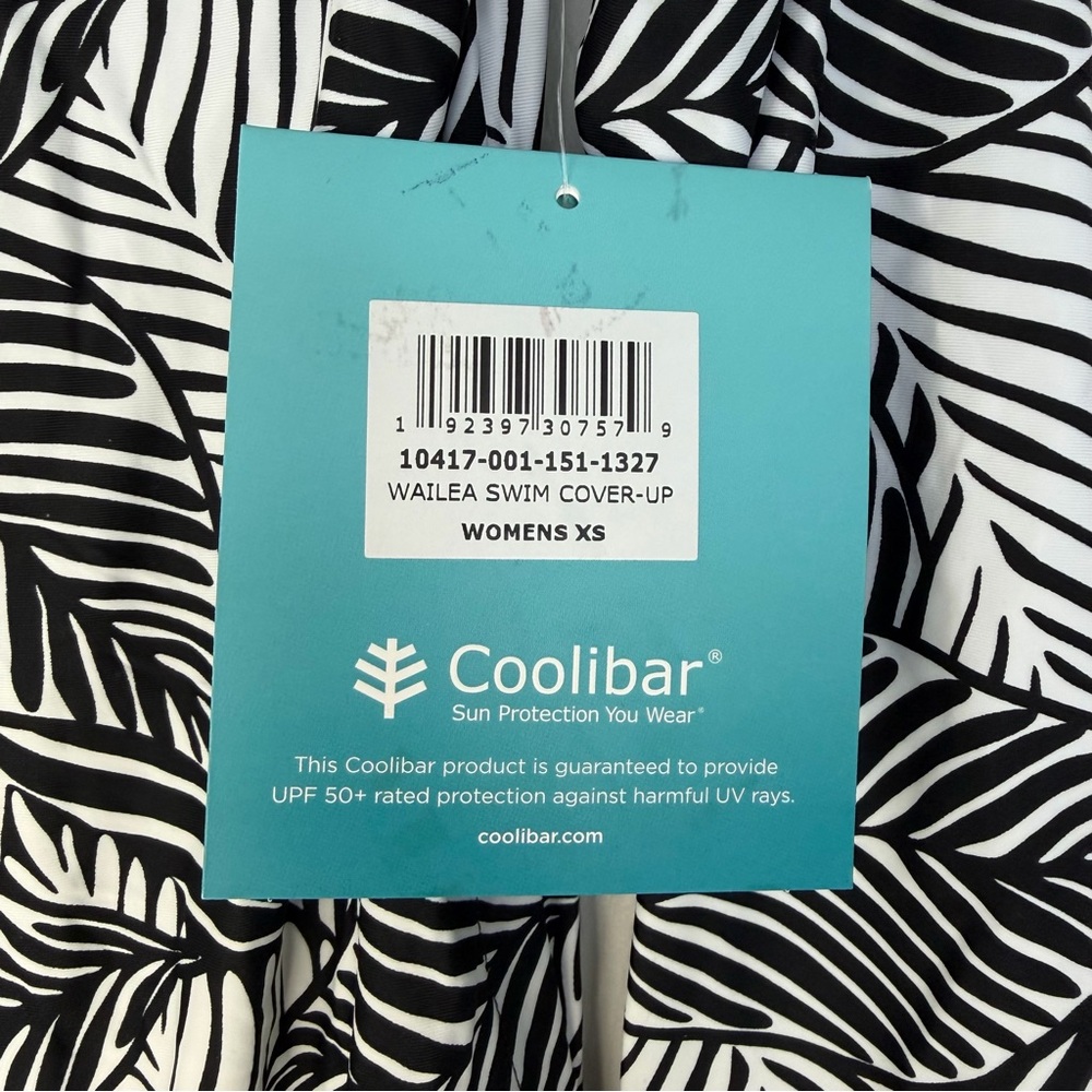 NWT Coolibar Wailea Black and White Hooded Swim Cover-Up UPF 50 Summer Beachwear - Picture 9 of 14